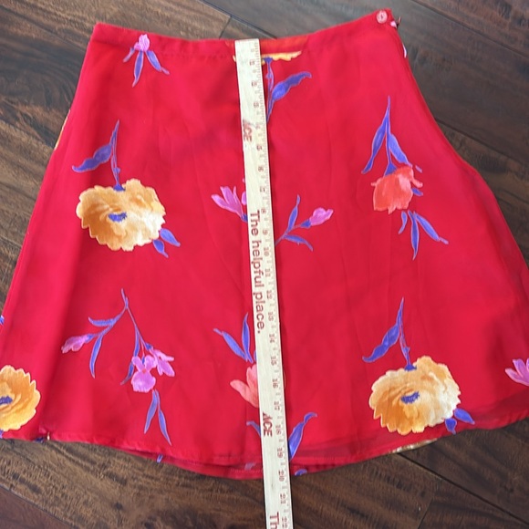 NAF NAF | Red A-Line Floral Mini Skirt Casual - Picture 3 of 8